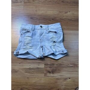 American Eagle Size 2 Ripped Denim Shorts Bleached Next Level Stretch Midi